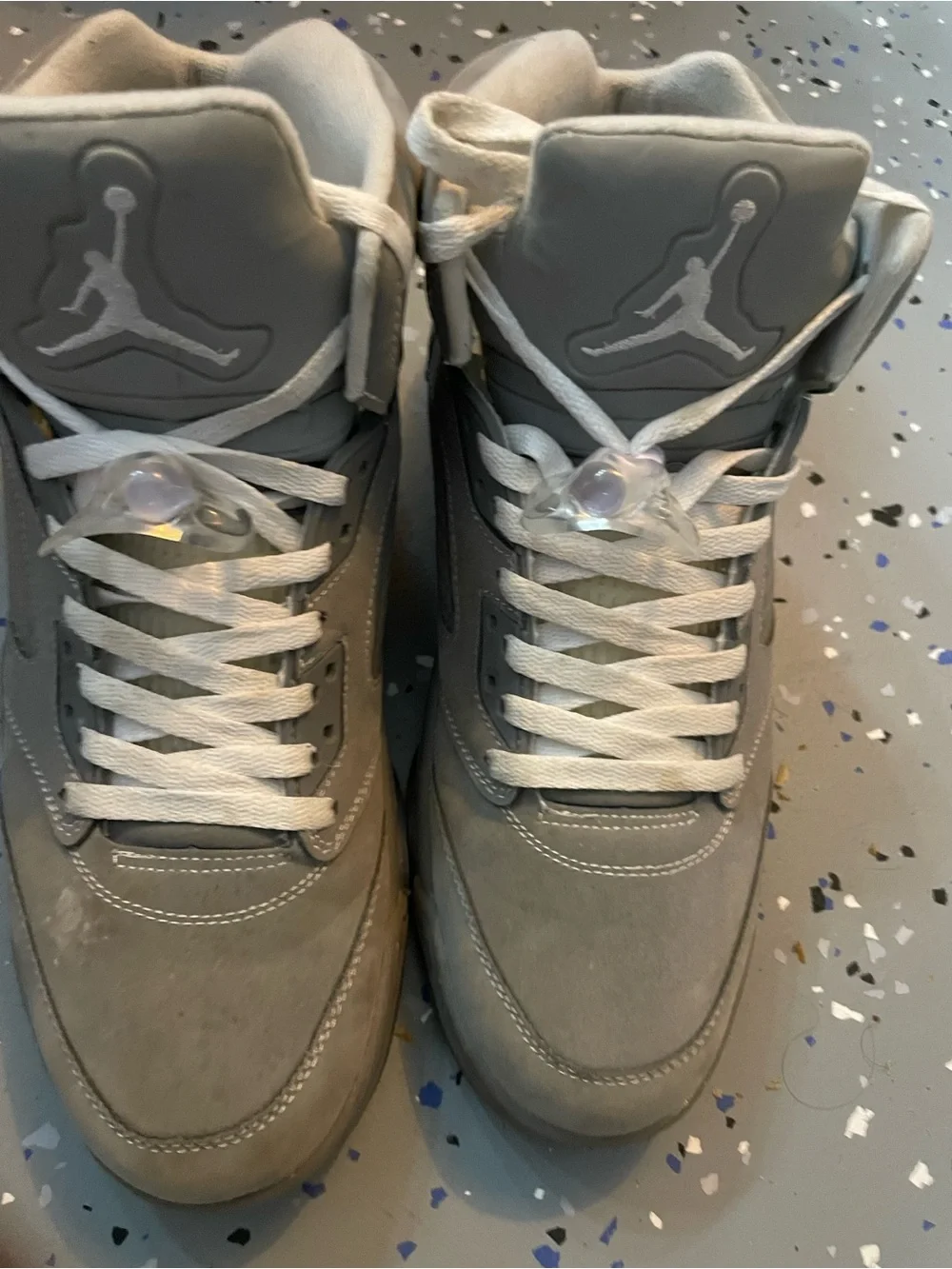 Jordan Grey Suede High-Top Sneakers with White Laces